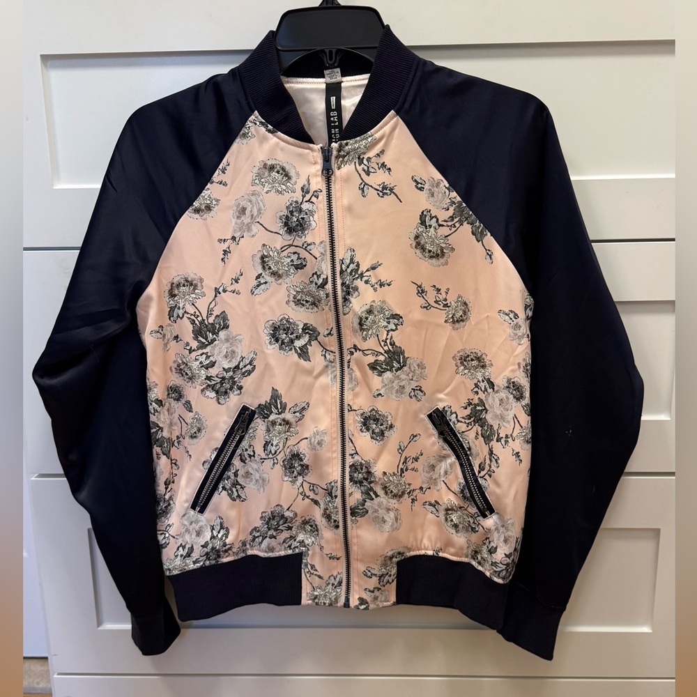 New Design Lab Lord & Taylor Floral Bomber Jacket